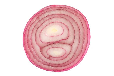 Red onion portion on white.の写真素材
