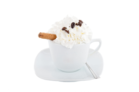 Special Vienna coffe recepie with whipped cream and chocolate.の写真素材