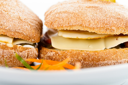 Two sandwitches with cheese and ham.の写真素材
