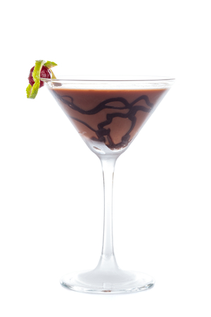 Delicious cocktail containing vanilla vodka banana liqueur, milk, sour creme, honey and milk.の写真素材