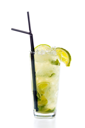 Mojito cocktail isolated on white in glass.の写真素材