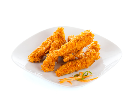Chicken breast stripes fryed with bread crumbs.の写真素材