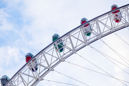 A part of the London Eye against the rare blue sky in the autumn in London.のeditorial素材