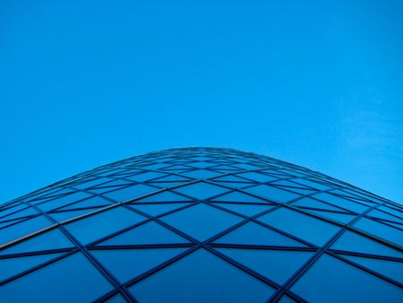 modern building against blue skyの写真素材