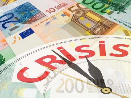 European currency collage - multicolored euro banknotes backgroundの写真素材