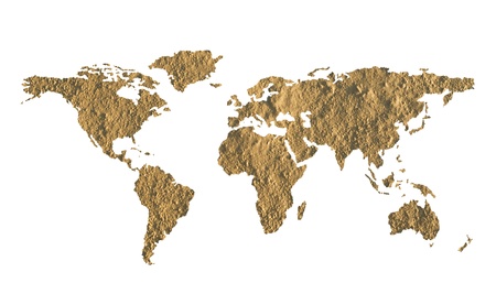 World map made of fine grained dry mud - ecology conceptの写真素材