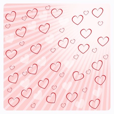 Valentine's day greeting card or background with red hearts over pink vector illustrationのイラスト素材