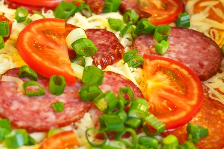 Pizza topping ingredients before cooking - closeupの写真素材