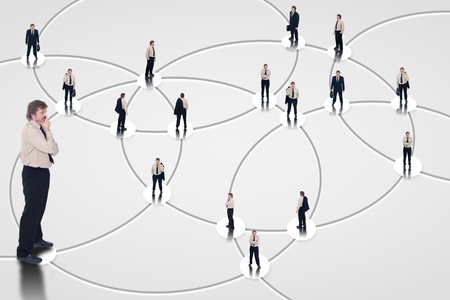 Business man analyzing social networking for business opportunities