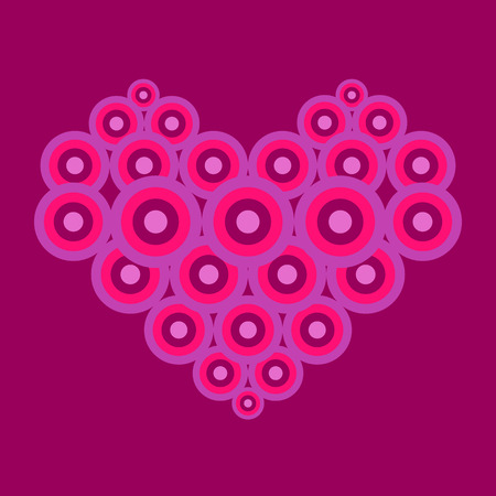 pink heart consisting of circlesのイラスト素材