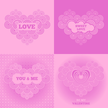 Set pink card for Valentines day, wedding, love and romantic eventsのイラスト素材