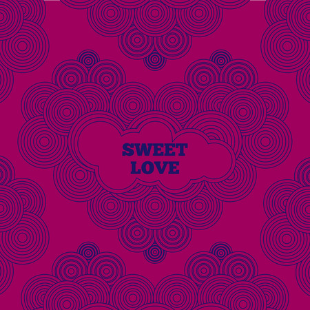 Pink card for Valentine's day, wedding, love and romantic events. Vector line art.のイラスト素材