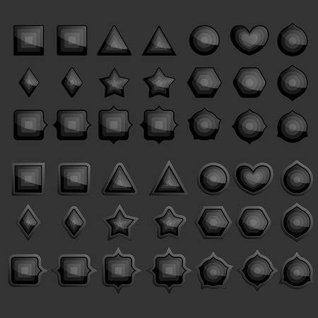 Set black infographic elements isolated on black background. vector assets for gui design. Set buttons for web or game design. Vector illustration.のイラスト素材