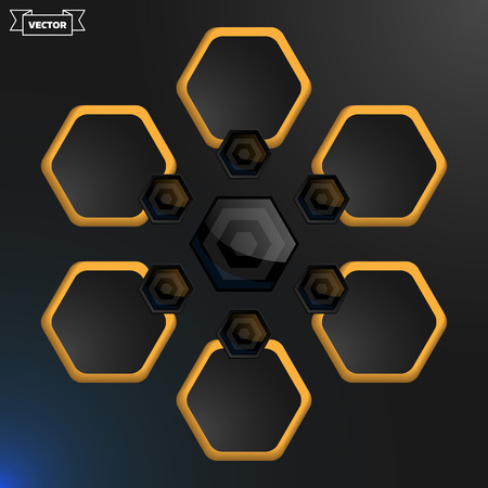 Abstract banner design for infographics, business design and website template, vector illustration. Business concept with 6 options, parts, steps or processes. Can be used for workflow layout, diagram, number options, web design.のイラスト素材