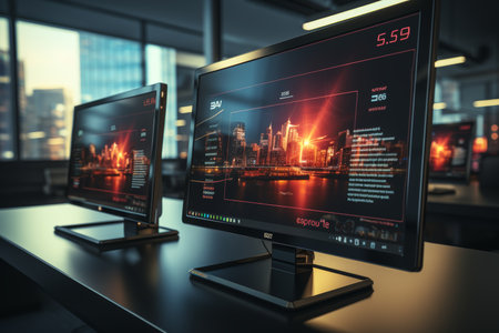 Secure software development code displayed on computer screens for enhanced cybersecurity measuresの素材