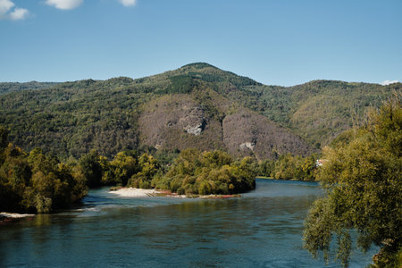 The Drina River is located on the border of Serbia and Bosnia and Herzegovina, in the Tara National...