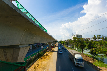 Bangkok Thailand, 2014 August 24 : Bangkok Mass Rapid Transit-Green Line Extension, Thailand, The Bearing-Samutprakarn section of the MRT Green Line project is in advanced stage of development. Its construction is expected to start in 2014. The extended lのeditorial素材