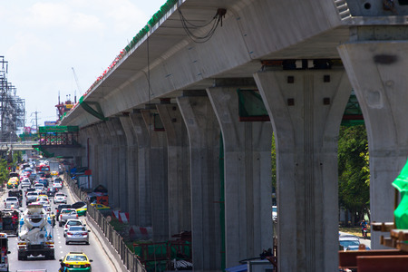 Bangkok Thailand, 2014 August 24 : Bangkok Mass Rapid Transit-Green Line Extension, Thailand, Bearing-Samutprakar section of the MRT Green Line project is in construction is expected to start in 2014のeditorial素材