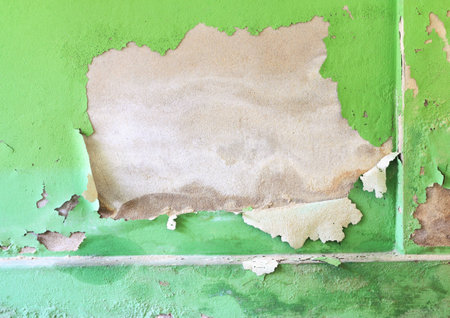 Background of old green color painted wall
