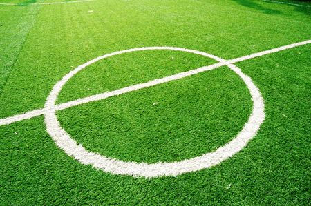 Centre line on soccer fieldの写真素材