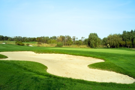 Golf course sand trapの写真素材