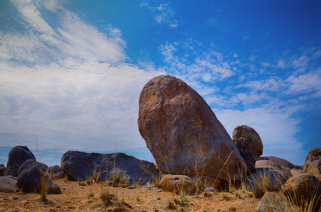 Huge stone in desertの写真素材