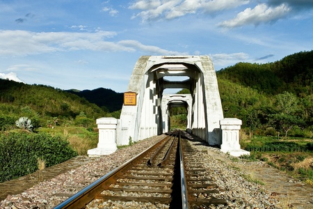 railway with white bridge