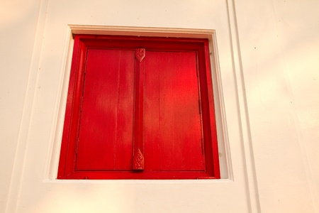 red window Saladham Chiangmaiuniversity Thailandの写真素材