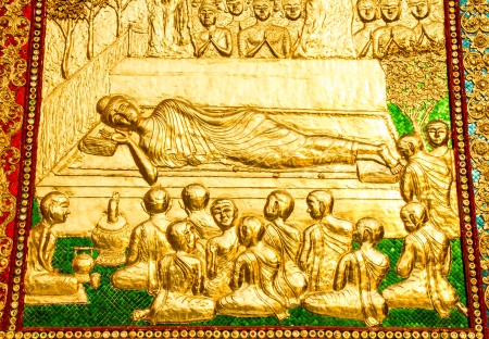 golden sclupture of buddha wat prabahtseeroy chiangmai Thailandの写真素材