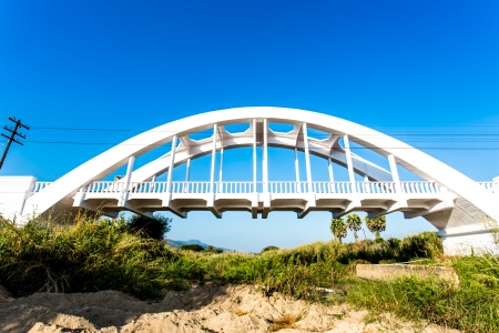 white railway bridge  in lumphun province Thailandの写真素材
