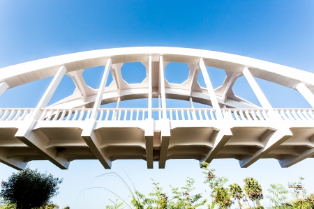 white railway bridge  in lumphun province Thailandの写真素材