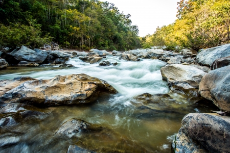 headstream in op-khan national park  chaingmai Thailandの写真素材