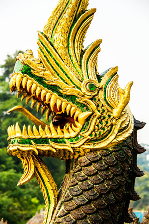 Naga statue Wat Pha Baht Si Roi, chiangmai Thailandの写真素材