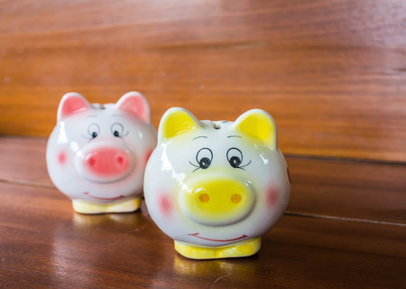 closeup child dolls on woodの写真素材