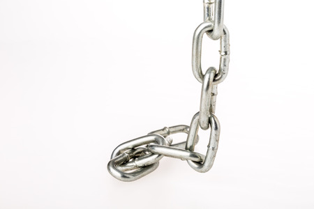 closeup  chain  on white backgroundの写真素材