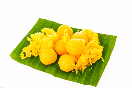 eggdrop and golden flowers sweet, thailand sweetの写真素材