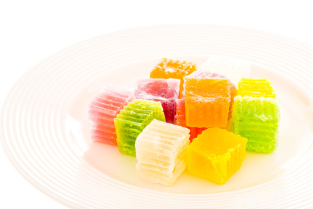 jelly on white back groundの写真素材