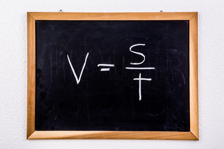 physics formula on blackboardの写真素材