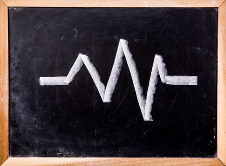 sound wave on blackboardの写真素材