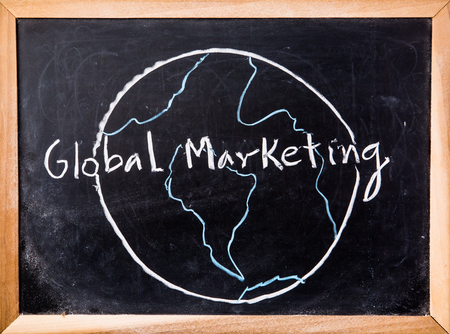 global marketing word on blackboardの写真素材