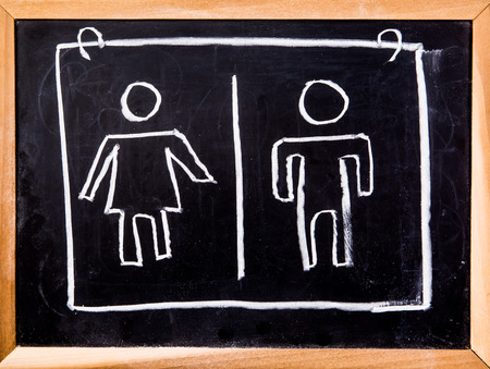 toilet symbol on black boardの写真素材