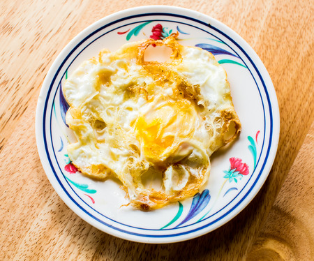 fried egg in plateの写真素材