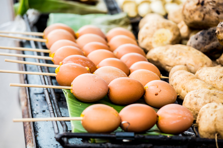 toasted egg on stoveの写真素材