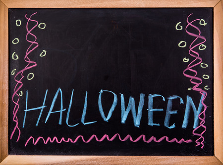 halloween word on blackboardの写真素材