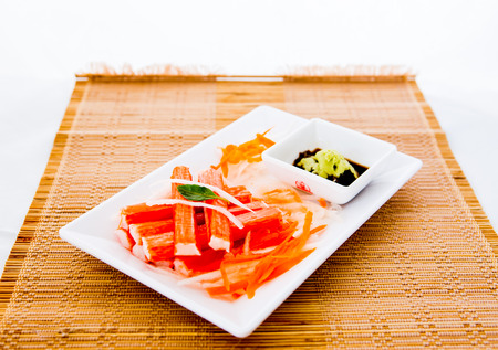crab stick in plateの写真素材