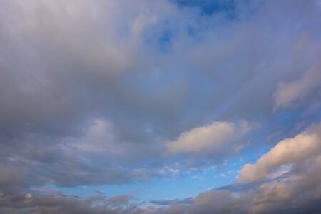 Beautiful blue sky with dramatic clouds. Weather nature cloud background.
