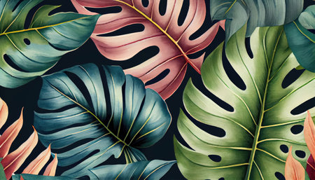 Watercolor Tropical Leaves with Generative AI Technologyの素材