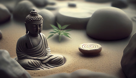 achieving tranquility with zen attitude with Generative AI Technologyの素材
