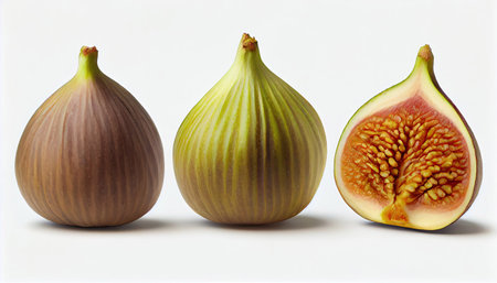 Front view of set half of figs isolated on white background with Generative AI Technologyの素材