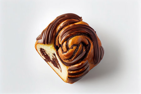 Top view of Chocolate Bread or Brioche Bread. Homemade sweet desert pastry with Generative AI Technologyの素材